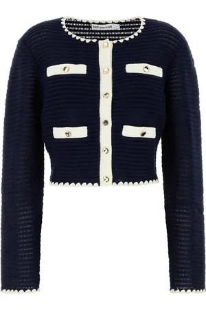Self-Portrait Cardigan in crochet blu navy DONNA