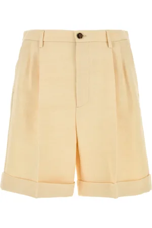 VALENTINO GARAVANI Bermuda in misto iuta crema UOMO