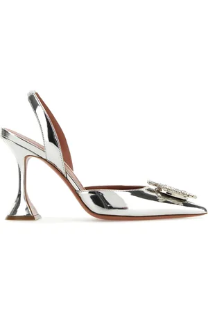 Amina Muaddi Scarpe con tacco Begum in pelle argento DONNA
