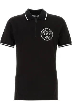 VERSACE Polo in piquet nero UOMO