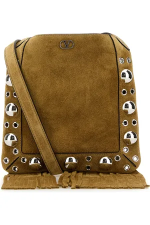 VALENTINO GARAVANI Borsa a tracolla Nellcôte piccola in pelle scamosciata beige DONNA