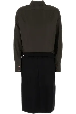 Maison Margiela Abito chemisier bicolor in popeline e lana DONNA