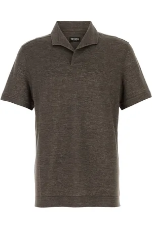 Ermenegildo Zegna Polo in lino marrone UOMO