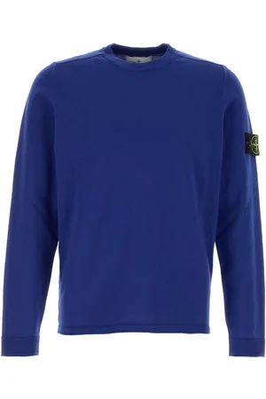 Stone Island Maglione in cotone blu elettrico UOMO