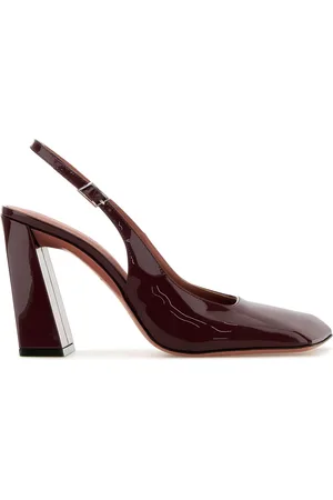 Amina Muaddi Scarpe con tacco Charlotte in pelle vinaccia DONNA