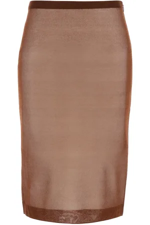 Saint Laurent Gonna in seta cioccolato DONNA