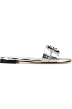 Fendi Slippers Baguette in pelle argento DONNA
