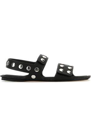 Khaite Sandali Boden in pelle nera DONNA