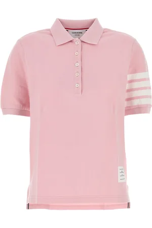 Thom Browne Polo in piquet rosa DONNA