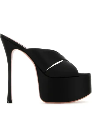 Amina Muaddi Sabot Salma in raso nero DONNA