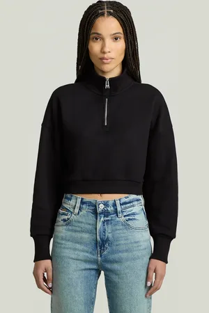 G-Star Cropped Half Zip Loose Sweater
