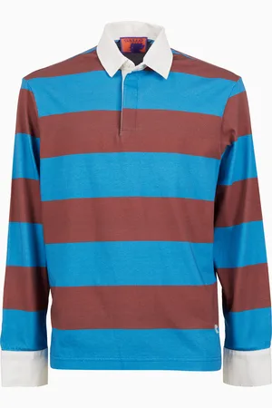 Gallo Polo rugby uomo cotone righe bicolore e marrone con inserti camicia