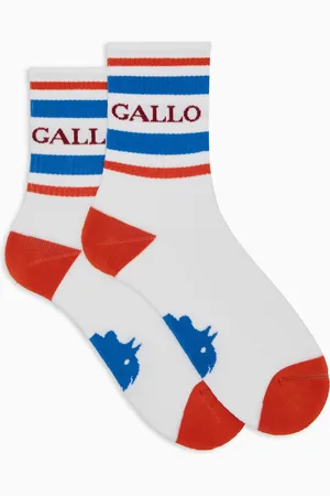 Gallo Calze corte unisex spugna di cotone con righe e scritta gallo