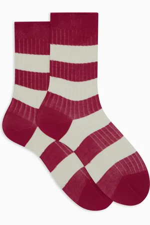 Gallo Calze corte donna cotone a costa righe bicolore