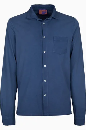 Gallo Polo uomo camicia cotone tinto capo tinta unita timbro tondo gallo