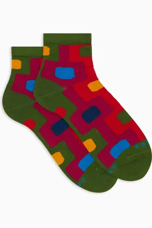 Gallo Calze cortissime donna cotone fantasia geometrico verticale