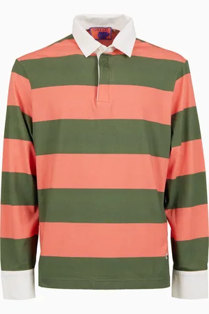 Gallo Polo rugby uomo cotone righe bicolore e rosa con inserti camicia