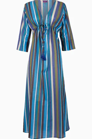 Gallo Kaftano lungo donna cotone righe multicolor verticali