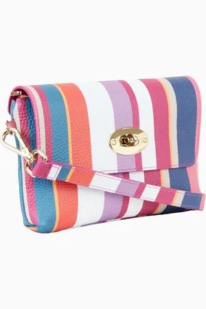 Gallo Borsa mini a tracolla donna in pelle martellata righe multicolor