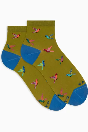 Gallo Calze cortissime donna cotone fantasia pappagalli