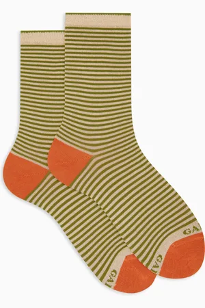 Gallo Calze corte donna cotone righe windsor con effetto scintillante