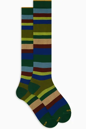 Gallo Calze lunghe donna cotone a righe multicolor sette colori