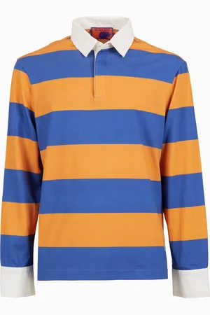 Gallo Polo rugby uomo cotone righe bicolore e blu con inserti camicia