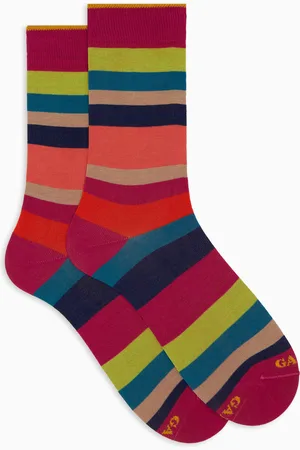 Gallo Calze corte donna cotone righe multicolor sette colori