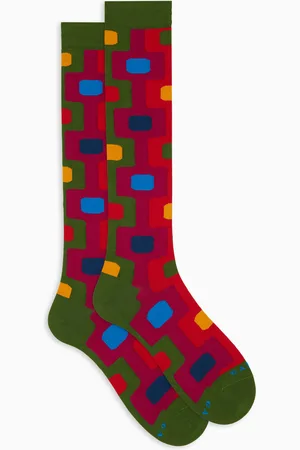 Gallo Calze lunghe donna cotone fantasia geometrico verticale
