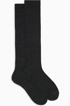 Gallo Calze lunghe donna lana, seta e cashmere antracite tinta unita