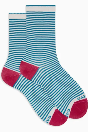 Gallo Calze corte donna cotone righe windsor con effetto scintillante