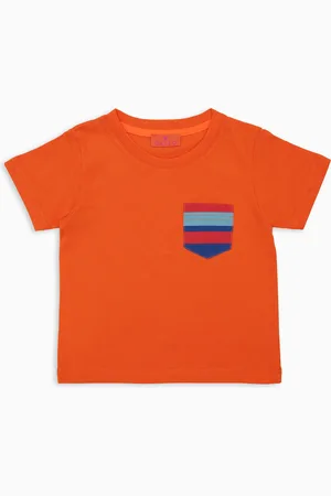 Gallo T-shirt bambino cotone tinta unita con taschino righe multicolor