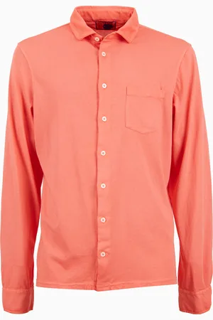 Gallo Polo uomo camicia cotone tinto capo tinta unita timbro tondo gallo