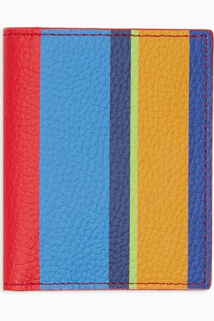 Gallo Porta carta di credito unisex in pelle martellata righe multicolor