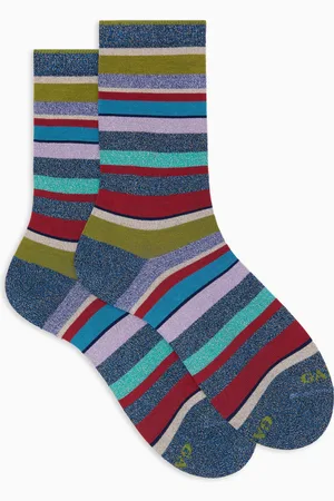 Gallo Calze corte donna cotone righe multicolor con effetto scintillante