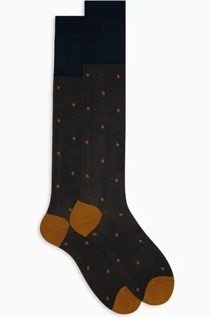 Gallo Calze lunghe uomo cotone oltremare/curry fantasia pois su cangiante