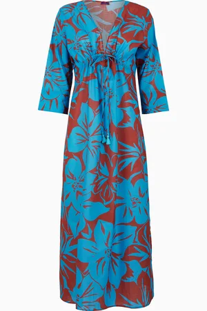 Gallo Kaftano lungo donna cotone fantasia fiori