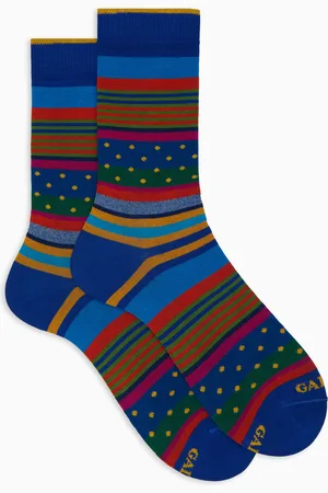 Gallo Calze corte uomo cotone fantasia mix righe e pois