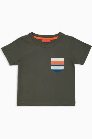 Gallo T-shirt bambino cotone tinta unita con taschino righe multicolor