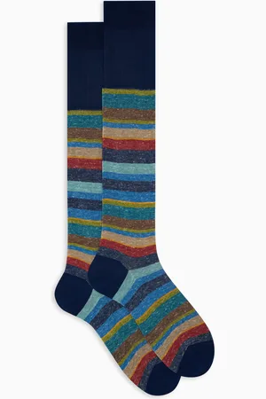 Gallo Calze lunghe uomo cotone e lino righe multicolor