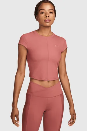 Nike Top a costine a manica corta Dri-FIT Rosa Donna