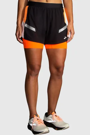 Brooks Run Visible 4 2 In 1 Short 2.0 Beige Donna