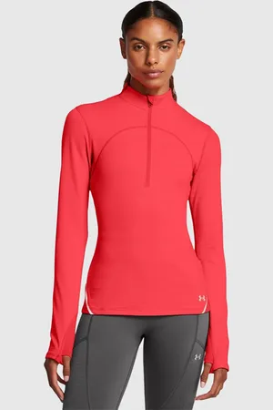 Under Armour T-Shirt Manica Lunga Vanish Mezza Zip Racer Red Donna