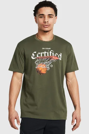 Under Armour T-Shirt Hoops Certified Marine Od Green Uomo