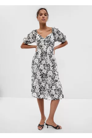 GAP Donna Vestiti stampati - Abito midi floreale con lurex, Donna, Multicolor, Taglia XS