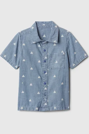 GAP Camicia in denim con tasca e stampa orsetti, , Taglia 18-24M/79-84