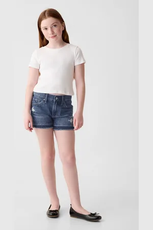 GAP Shorts in denim con abrasioni a vita bassa, Bambina, , Taglia 5Y/107-114