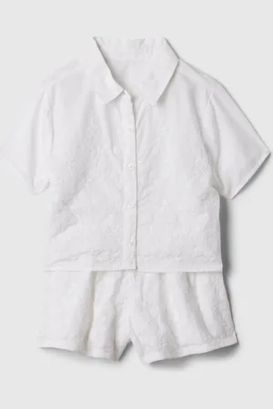 GAP Set camicia e shorts con ricamo floreale, , Taglia 12-18M/74-79
