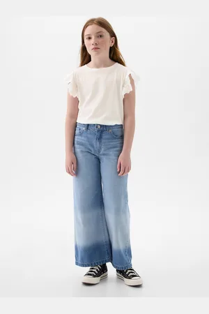 GAP T-shirt in cotone con volant sangallo, Bambina, , Taglia XS/99-114