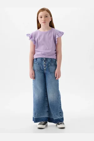 GAP T-shirt in cotone con volant sangallo, Bambina, , Taglia XS/99-114
